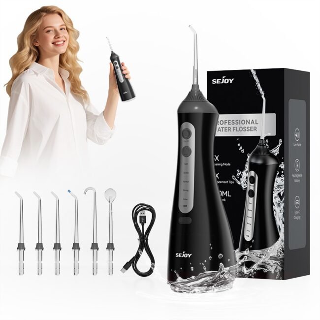 SEJOY Cordless Water Flosser Dental Flossers Irrigator Teeth Cleaner 6 Jet Tips