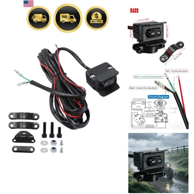 12V Winch Switch with Mounting Bracket, Heavy Duty 4 Wheeler Handle bar Contr...