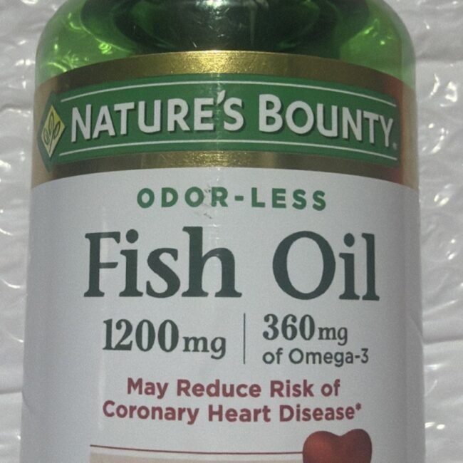 Nature’s Bounty Odor Less Fish Oil, 1200mg 360mg 60 Coated Softgels Exp 10/27