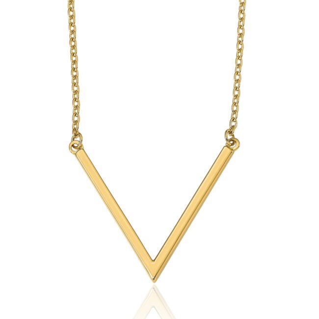 14K Solid Yellow Gold Small Bar Pendant Necklace 17mm 5/8 inch Polished
