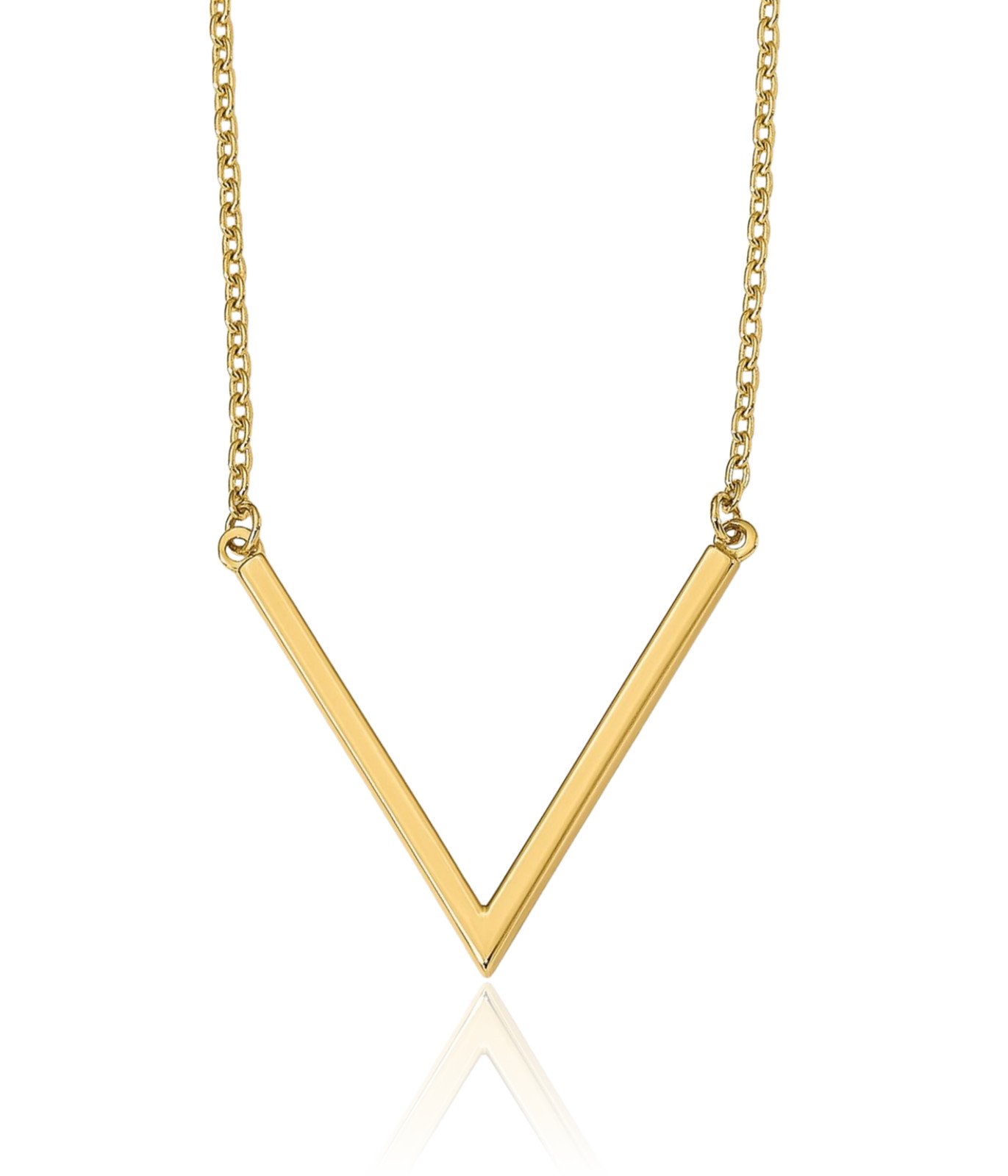 14K Solid Yellow Gold Small Bar Pendant Necklace 17mm 5/8 inch Polished