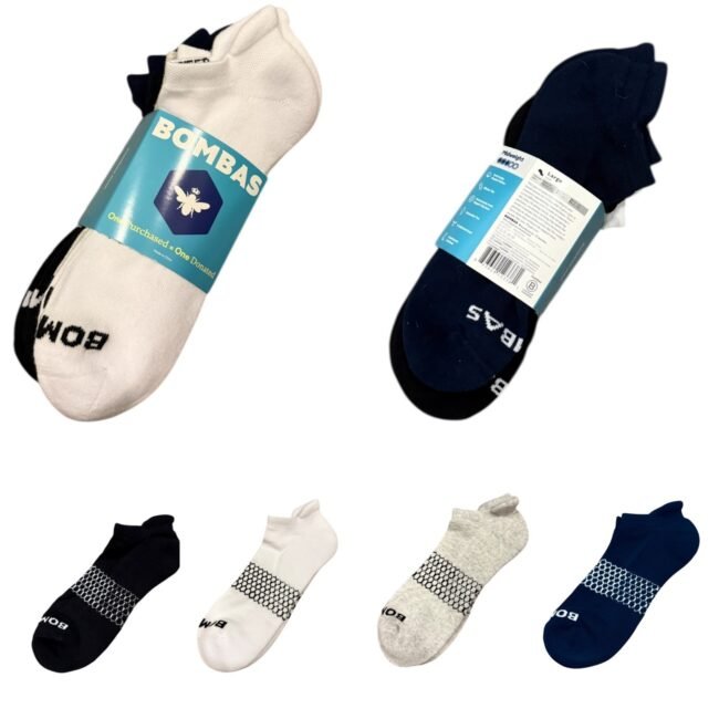 Bombas 4-Pack Ankle Socks Size Large Brand New Unisex Multicolor - FREE SHIPPING