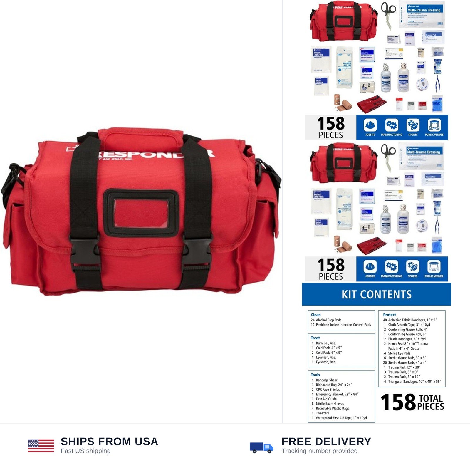 First Aid Only 520-FR All-Purpose First Responder Emergency First Aid Kit for...