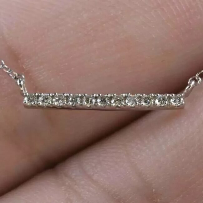 2Ct Round Cut VVS1/D Diamond Bar Pendant 14K White Gold Finish 18" Free Chain