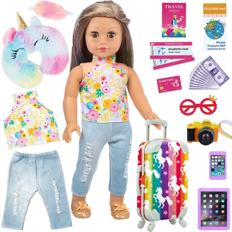 24 Pcs 18 Inch Girl Doll Clothes and Accessories Travel Suitcase Set for 18 I…