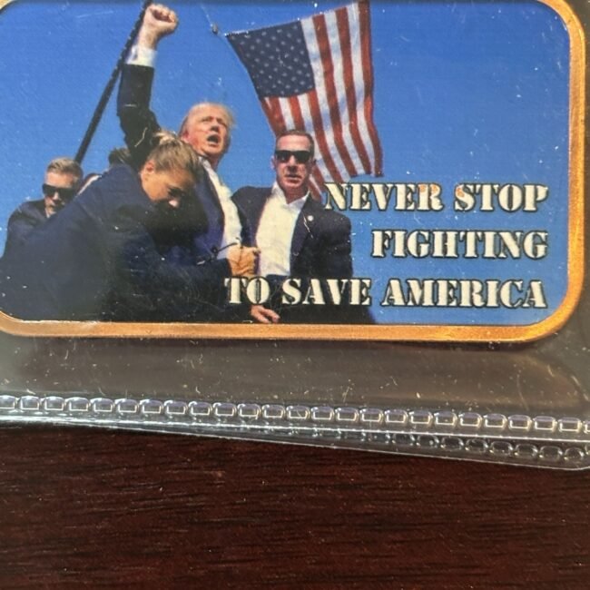 2024 1 oz .999 Fine Copper Bar Never Stop Fighting Save America Eagle Map