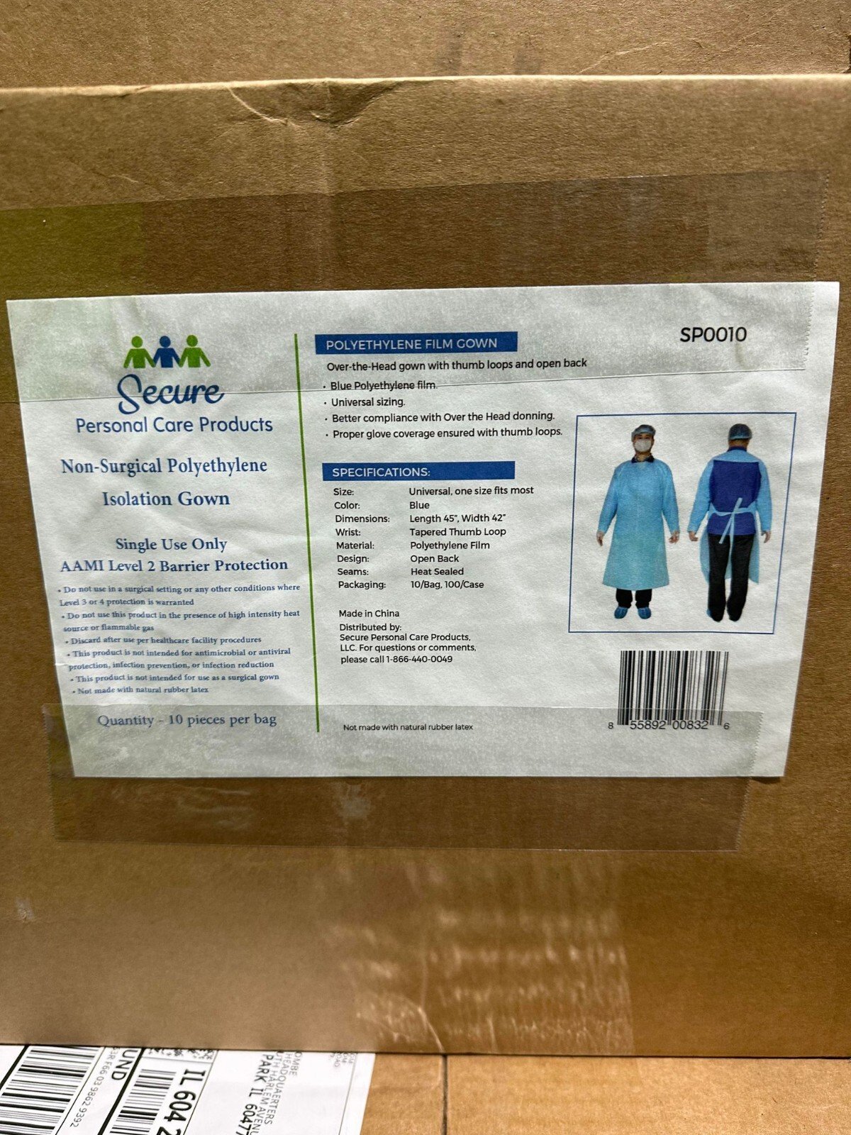 Secure Personal Care Products 100pc Disposable CPE Apron Civil Use