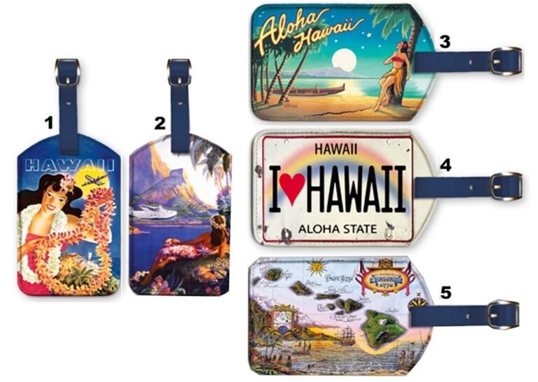 Hawaiian Leatherette Luggage ID Bag Tag Travel Accessories  Hawaii ONE TAG New