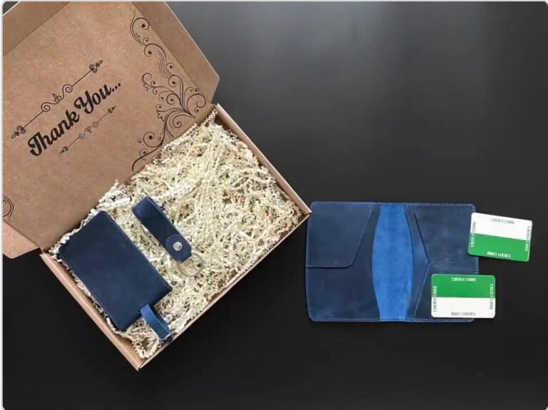 Leather Passport and Name Tag Set, Handcrafted Leather Passport Holder and Name