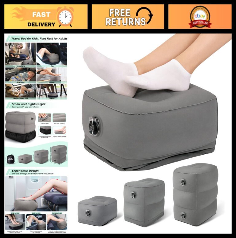 Adjustable Inflatable Foot Rest Pillow for Kids & Adults – Travel Essentials for
