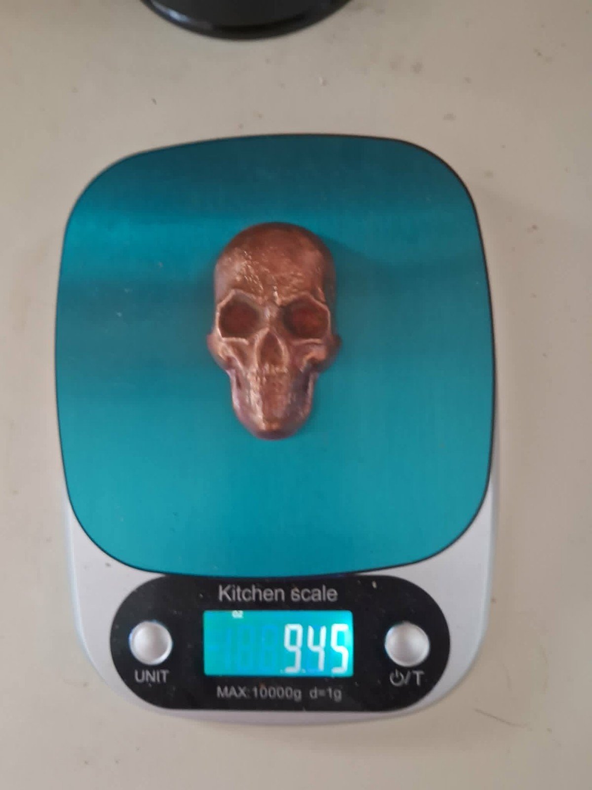 9.49 Oz .999 Hand Poured Fine Copper "Skull"