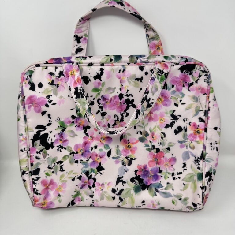 Floral Travel Cosmetic Bag Large Pink Toiletry Organizer Zip Case Handles