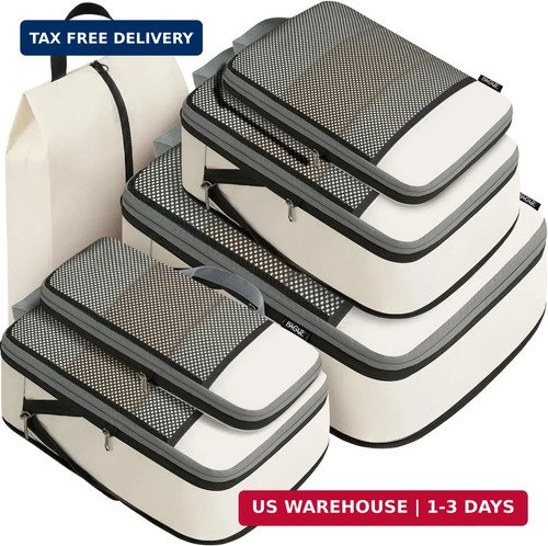 4 Set/6 Set/8 Set Compression Packing Cubes Travel Accessories Expandable Packin