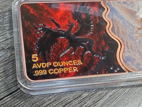 10oz AVDP Copper 2026 High Relief Angel Vs Demon Fusion Colorized Art Bar in Cap