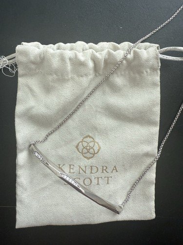 Kendra Scott Pave Sparkle Bar Adjustable Necklace Rhodium
