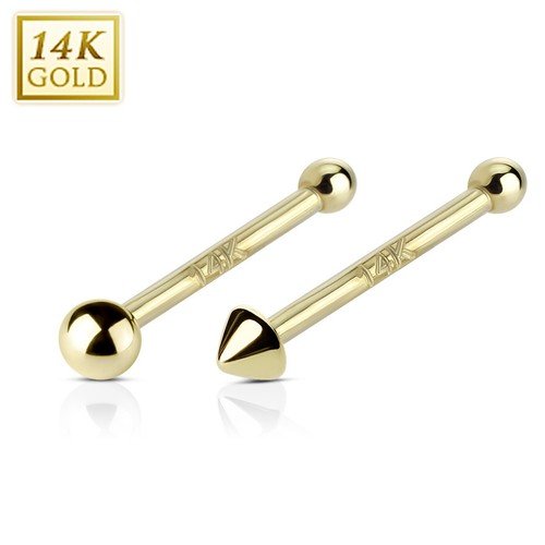 2mm Ball or Spike Top 14K Yellow Gold Nose Ring Bone Stud Piercing 20G