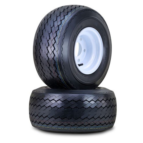 WANDA Golf Cart Tire & Wheel 18X8.5-8 4PR with 5X4.5" PCD White Rim, Set 2