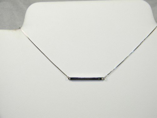 Simple Sterling Silver Bar Necklace  Rhodium Plated