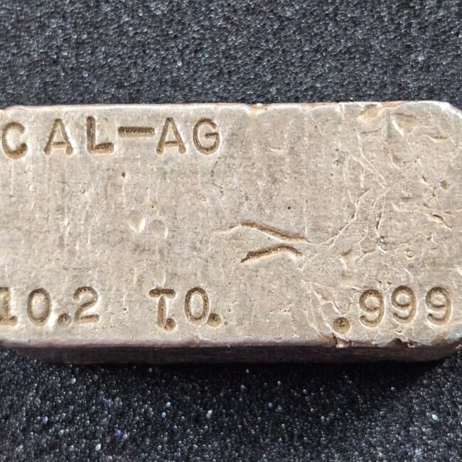 🌟 VINTAGE California Silver 10.20 oz .999 Silver Bar CAL-AG RARE