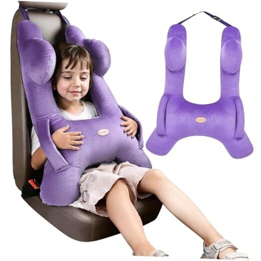 Kids Travel Pillow, Car Sleeping Travel Pillow for Kids, Washable H Purple