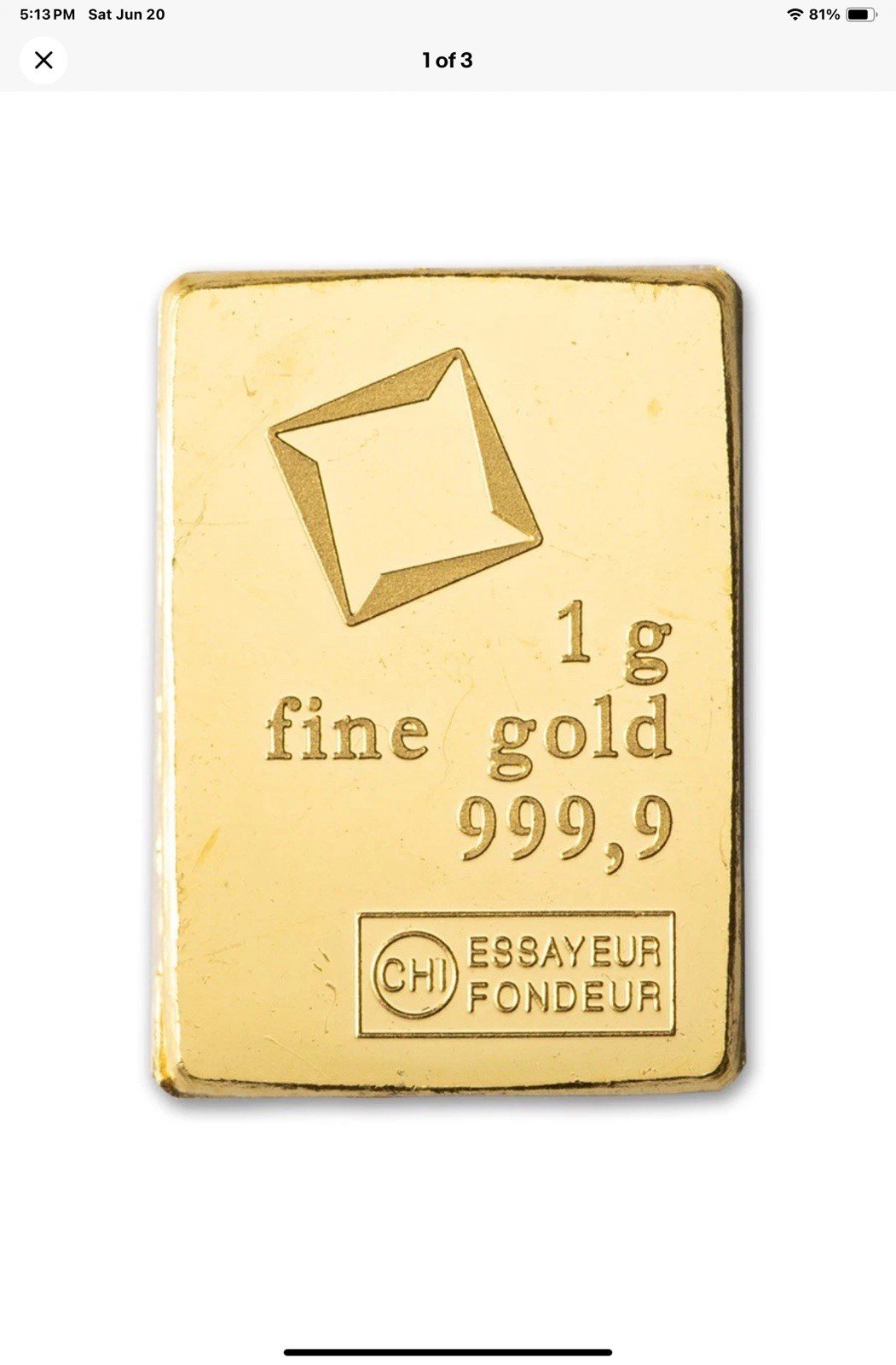 1 Gram Gold Bar .9999 Fine - Random Design, Brand Varies 24k.
