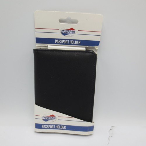 American Tourister Black Passport Wallet ID Holder Travel 5-Card Slots Slim Gift