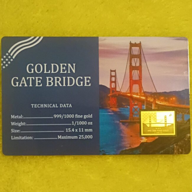 Golden Gate Bridge 1/1000 oz .999 Fine Gold Bar Bullion - Gold Composition