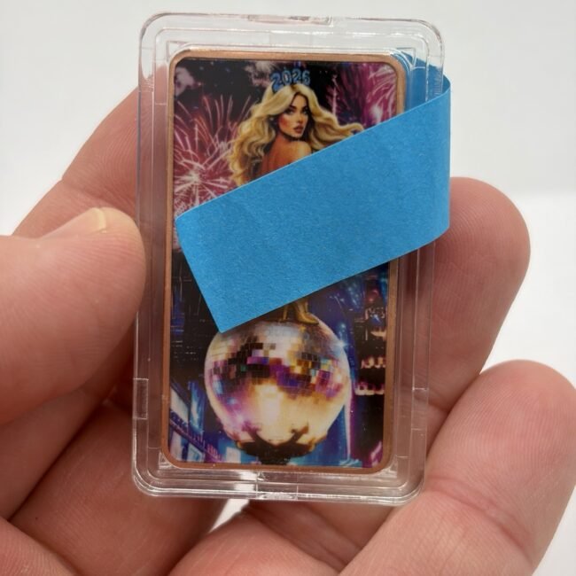1 oz Copper Art Bar – 2026 Disco Ball Girl– Naughty On Both Sides!