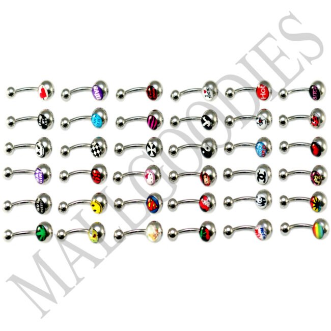 W101 Metal Belly Rings Naval Barbells Steel Funny Nasty Wording Logo Lot of 20