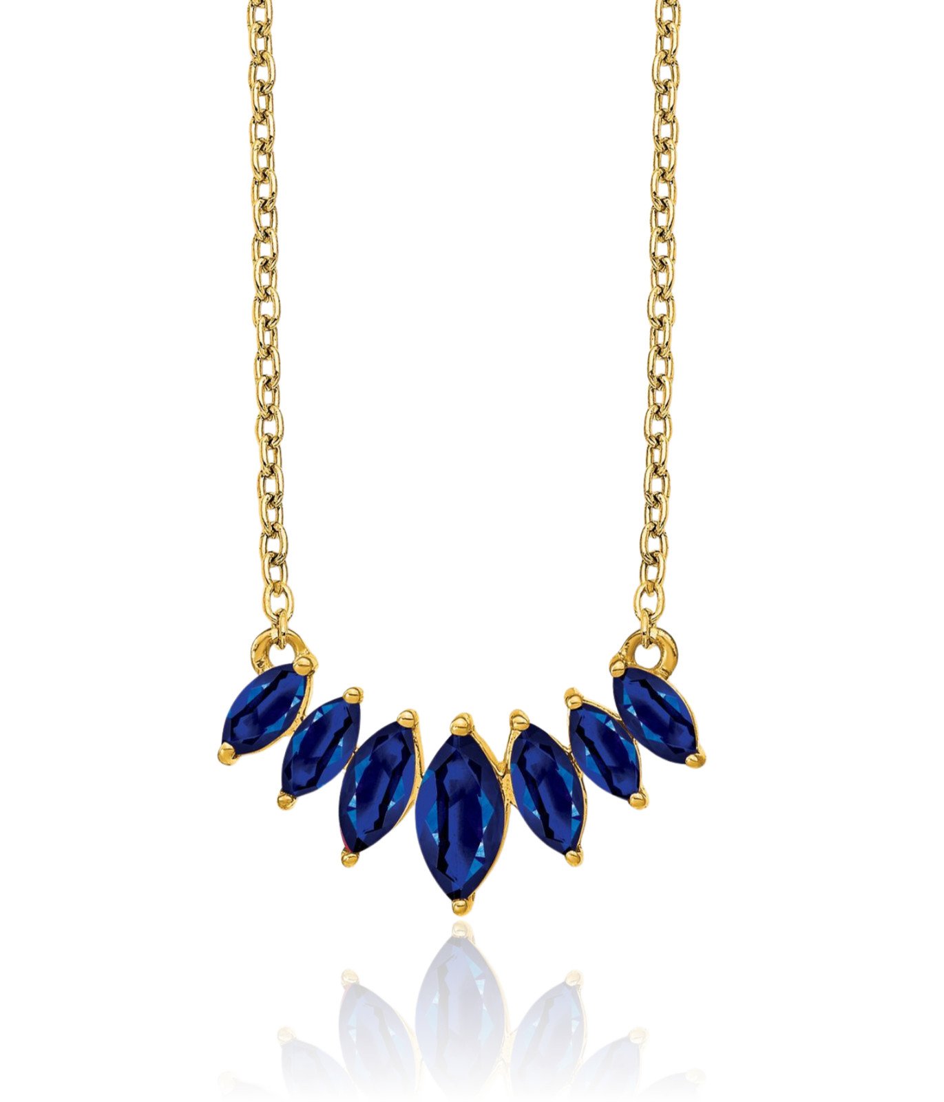 14K Solid Yellow Gold 0.90 ct Blue Sapphire Solitaire Small Bar Pendant