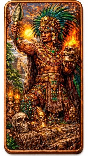 Aztec Ritual 5 oz Colorized Copper Bar in capsule mintage 3000