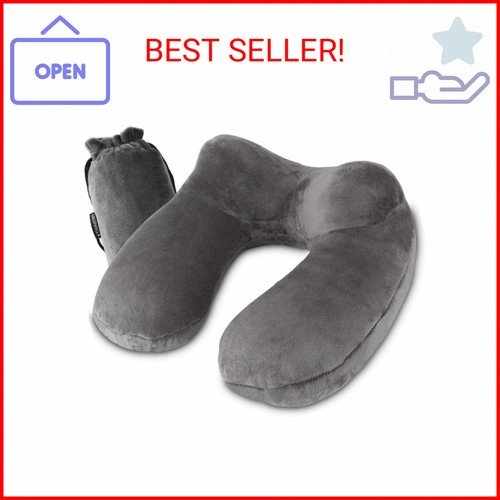 urophylla Inflatable Travel Pillow, Soft Velvet Inflatable Neck Pillow for Trave