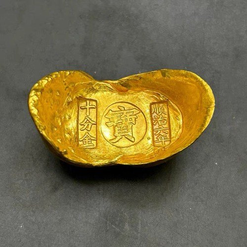 1 Pcs Superb Collection China Qing Emperor Dynasty Old Brass Not Gold Bar Ingot