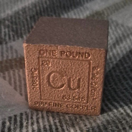 1 lb 0.999 Fine Copper Cube Bar Element Cu Uncertified 2021 Copper Bullion