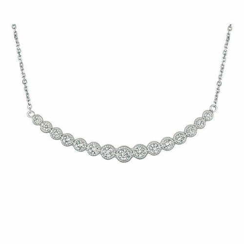 1.00 Carat Natural Diamond Necklace 14K White Gold G SI 18 inches chain