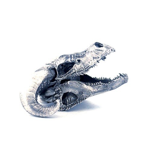 Dragon Skull 3 oz 999+ Silver Statue Hand Poured | Gold Spartan