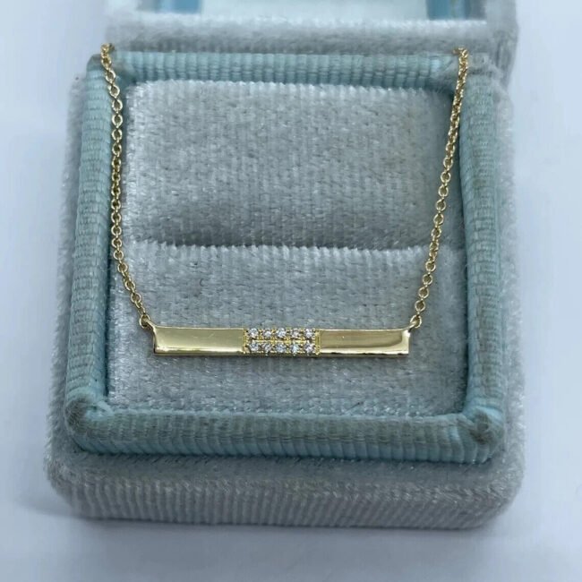 0.20Ct Round Lab Created Diamond Bar Pendant 14K Yellow Gold Finish