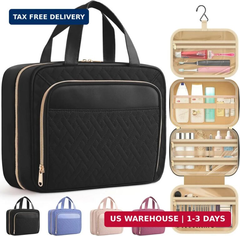 HOTOR Travel Toiletry Bag for Women & Men, Waterproof Makeup Bag with Hanging Ho
