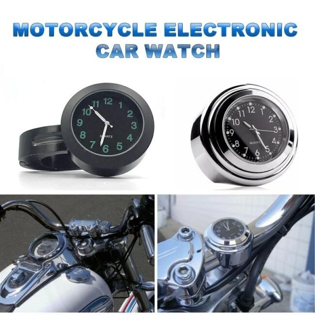 Motorcycle Universal 7/8'' 1'' Cruiser Handle Bar Mount Clock Watch Waterproof