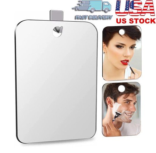 Anti Fog Fogless Shower Mirror Portable Size Adhesive Hook Travel Bath Accessory