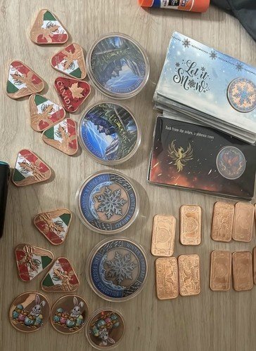 Copper Bullion Mixed Lot Fine Rounds & Bars Assorted Designs multiple carded 1oz