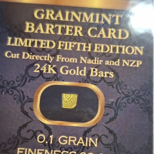 Grainmint Barter Card Limited Fifth Edition 0.1 Grain 24K Gold Bar 99.99