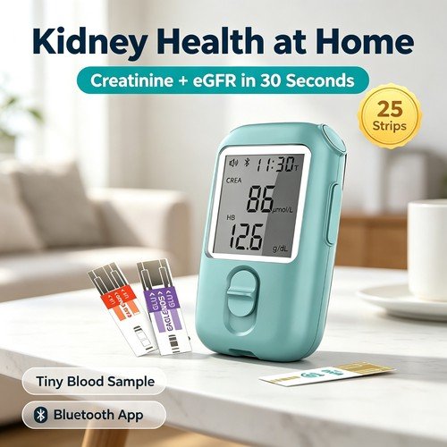 5-in-1 Blood Test Meter | Creatinine Uric Acid Glucose Hemoglobin HCT Monitor