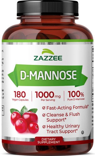 D-Mannose Capsules, 180 Vegan Capsules, 1000mg, 100% Pure UTI Relief, Kosher