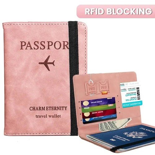 Passport Cover Wallet Holder RFID PU Leather Card Case Abroad Travel Essential
