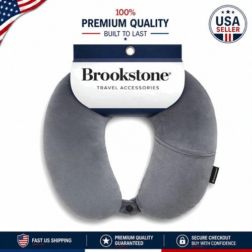 Custom Support Microbead Travel Neck Pillow with Storage Pocket in Dark Grey
