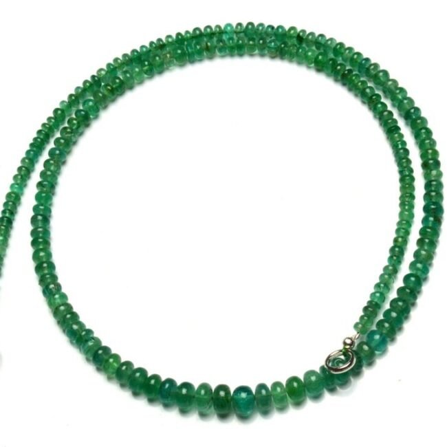 Natural Russian Emerald Smooth Rondelle Gemstone 4-6mm Bead Necklace 18" Gift