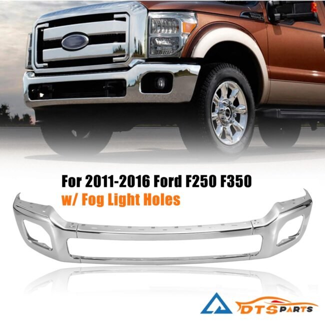 For 2011-2016 Ford F250 F350 Super Duty Chrome Front Bumper Face Bar w/ Fog Hole