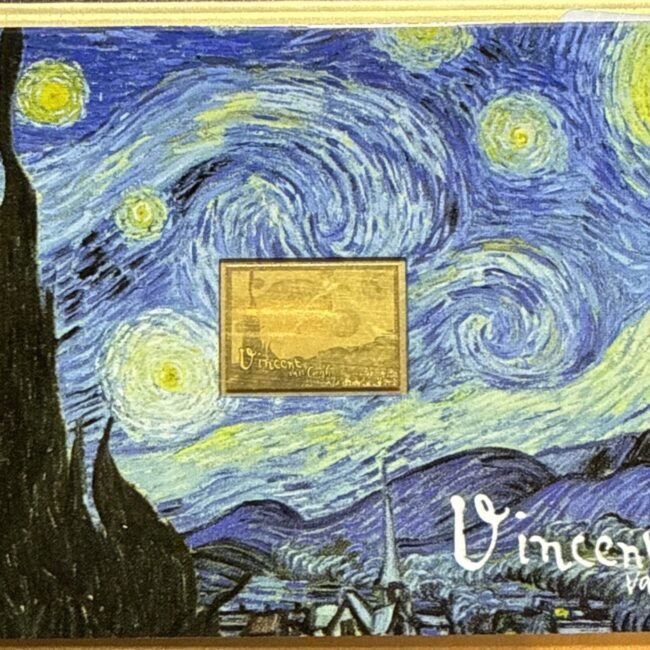 2025 Vincent Van Gogh Starry Night 1/1000Oz .999 Gold Coin card 3000 Francs Chad