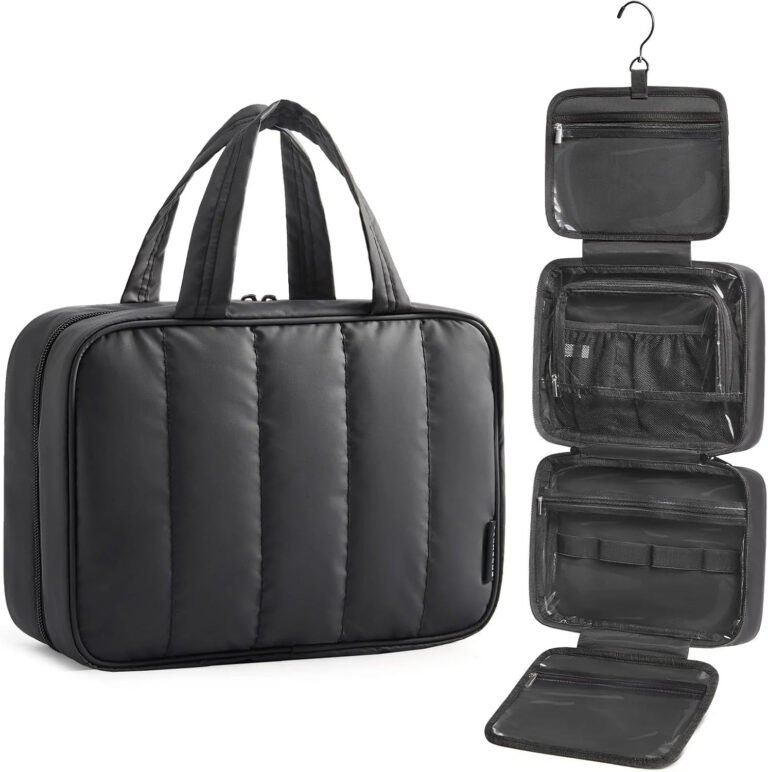 Travel Toiletry Bag for women, Portable Hanging Hook Makeup Bag Organizer, Water